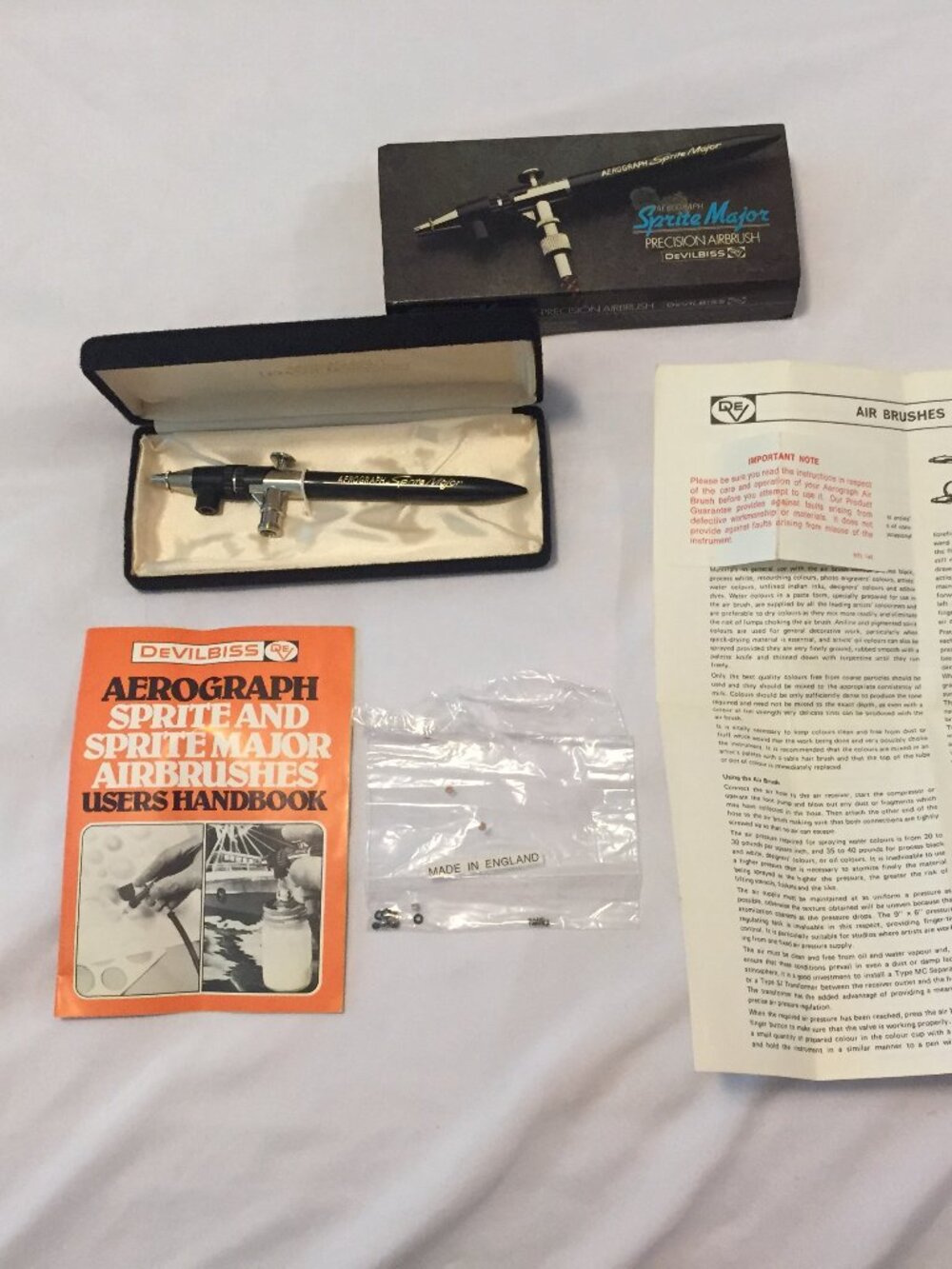 Aerograph Devilbiss Sprite Major Kit Vintage Paint Spray Air Brush  Listing as u